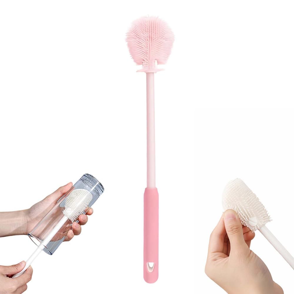 360° Flexible Silicone Bottle Brush with Long Handle,2026 New Multifunction Cleaning Foldable Cleaning Tool, Soft Bristle Silicone Cup Brush for Narrow Neck Bottles,Water Bottles (White/1pcs)