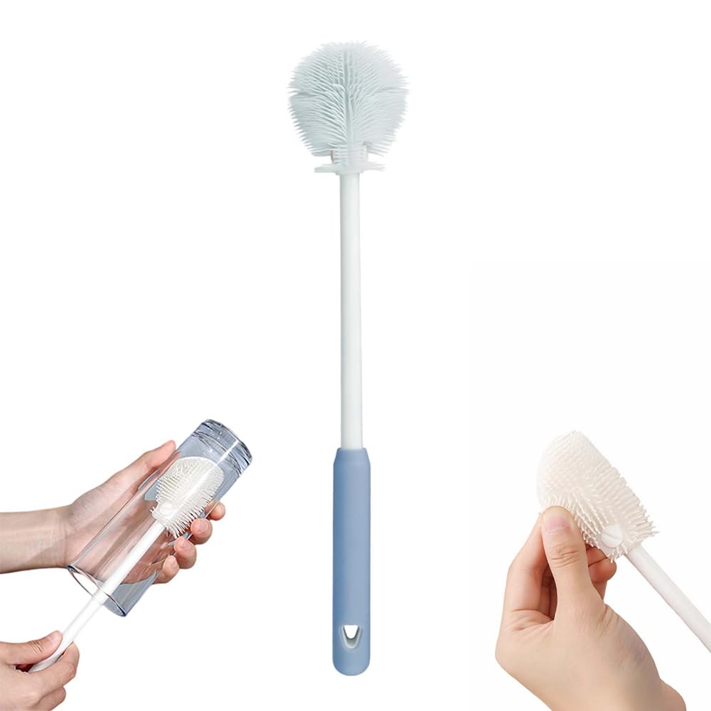 360° Flexible Silicone Bottle Brush with Long Handle,2026 New Multifunction Cleaning Foldable Cleaning Tool, Soft Bristle Silicone Cup Brush for Narrow Neck Bottles,Water Bottles (White/1pcs)