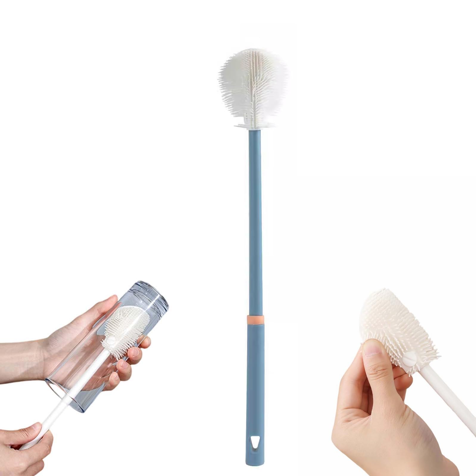 360° Flexible Silicone Bottle Brush with Long Handle,2026 New Multifunction Cleaning Foldable Cleaning Tool, Soft Bristle Silicone Cup Brush for Narrow Neck Bottles,Water Bottles (White/1pcs)
