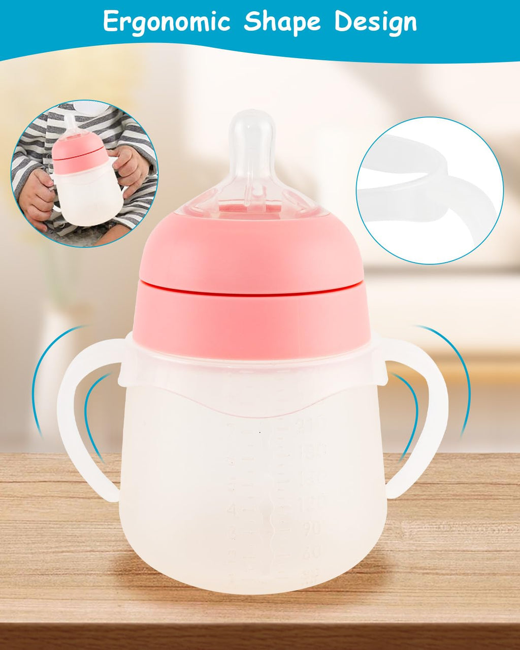 Baby Bottle Handles Compatible with Nanobebe Flexy Bottles, Easy-Grip Ergonomic Handles, Transitional Sippy Cup, BPA Free, 2-Pack