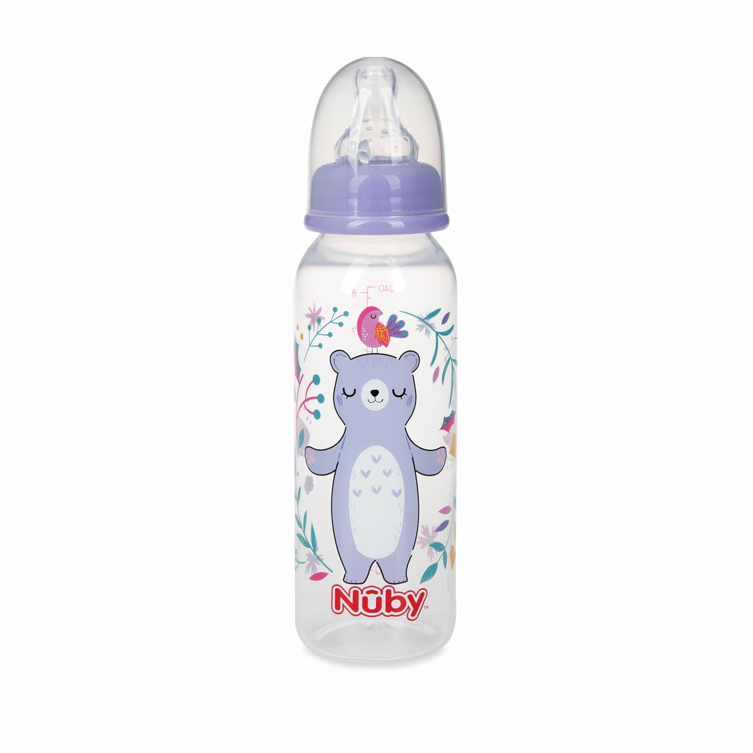 Nuby Printed Non-Drip 8oz Baby Bottle, 3 Pack, Girls, 0+ Months