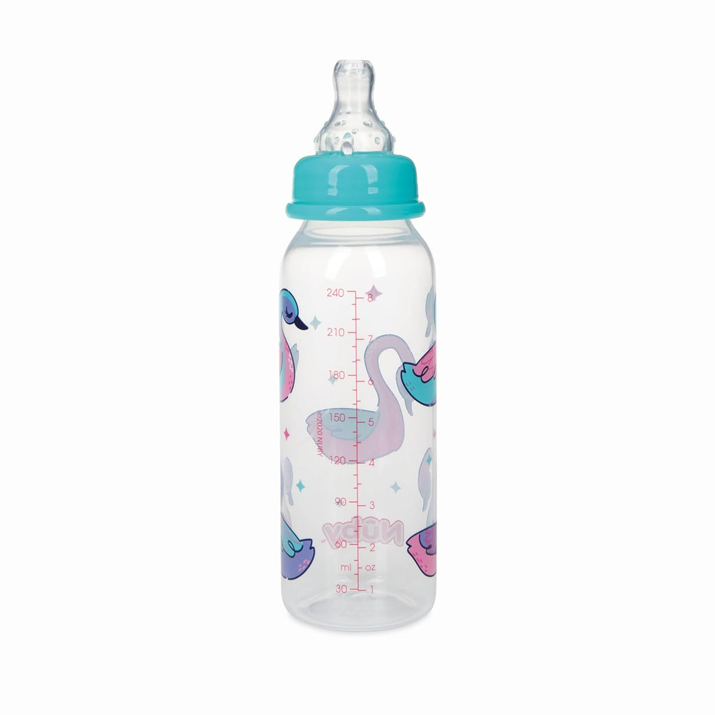 Nuby Printed Non-Drip 8oz Baby Bottle, 3 Pack, Girls, 0+ Months