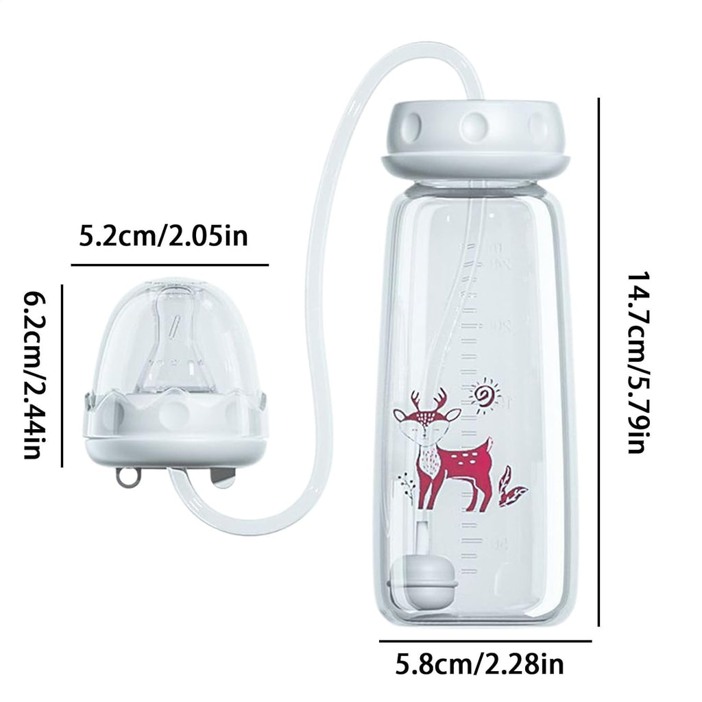 2pcs Hands-Free Bottle, Anti-Colic Nursing System, 240ml Bottle, Self Feeding Nursing Bottles with Tube and Fast Flow Nipple, Supplemental Nursings System