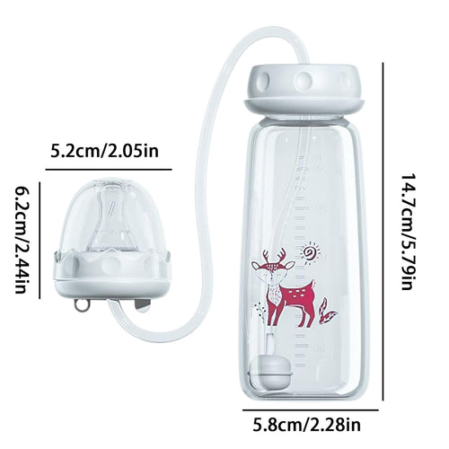 2pcs Hands-Free Bottle, Anti-Colic Nursing System, 240ml Bottle, Self Feeding Nursing Bottles with Tube and Fast Flow Nipple, Supplemental Nursings System