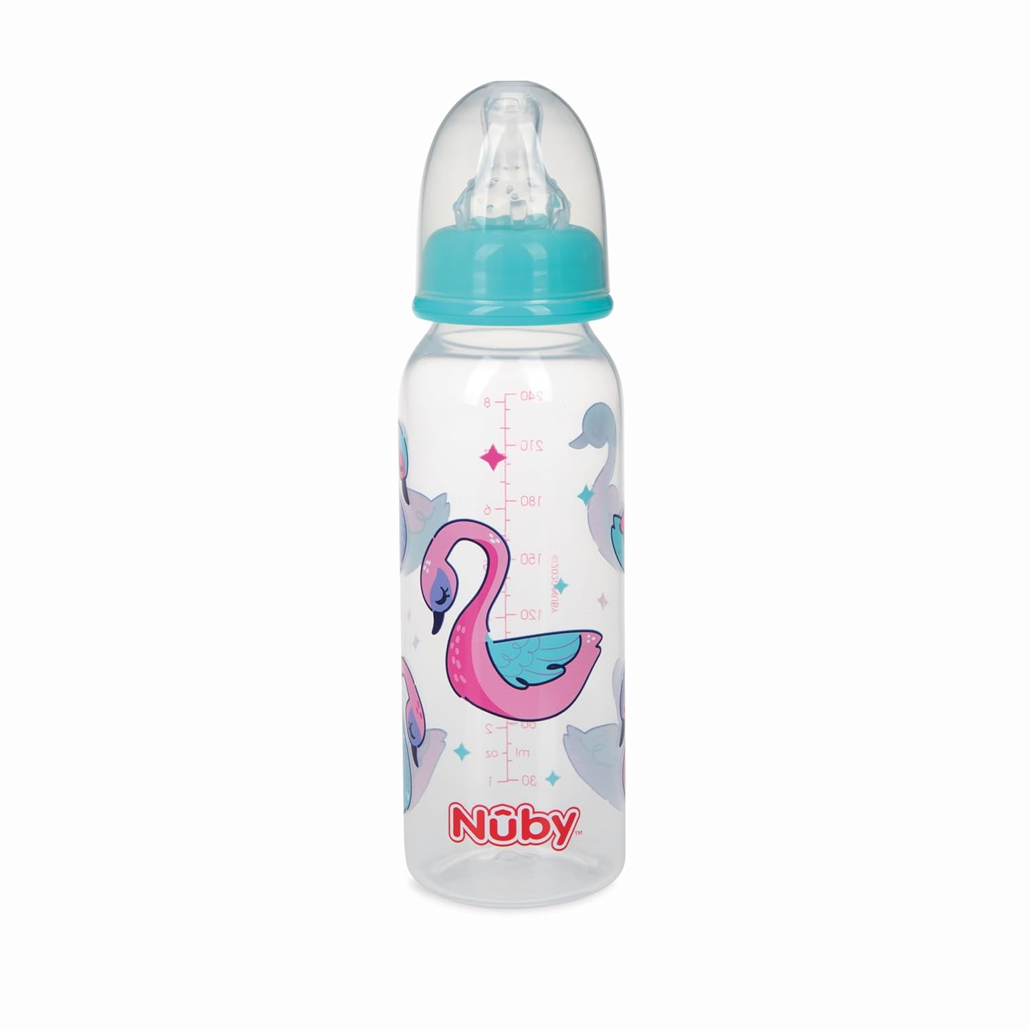 Nuby Printed Non-Drip 8oz Baby Bottle, 3 Pack, Girls, 0+ Months