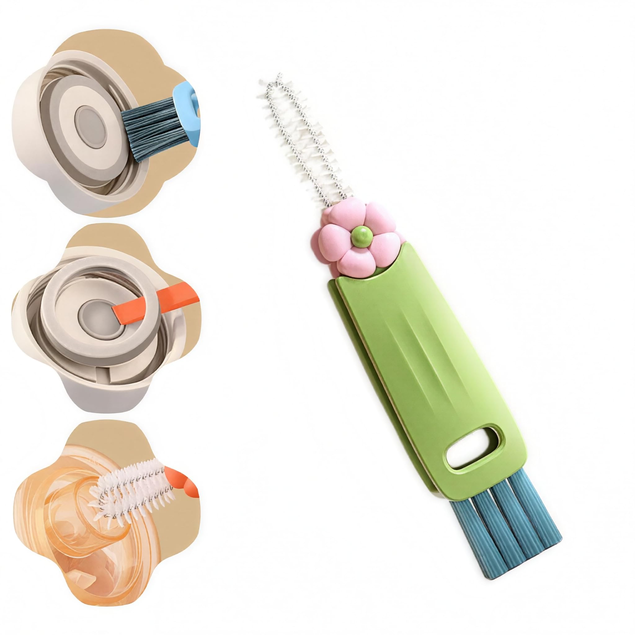 3 in 1 Cup Lid Cleaning Brush, Multifunctional Bottle Cleaning Brush, Portable Cup Lid Gap Cleaner, Home Kitchen Crevice Cleaning Brush Set Tools (3pcs)