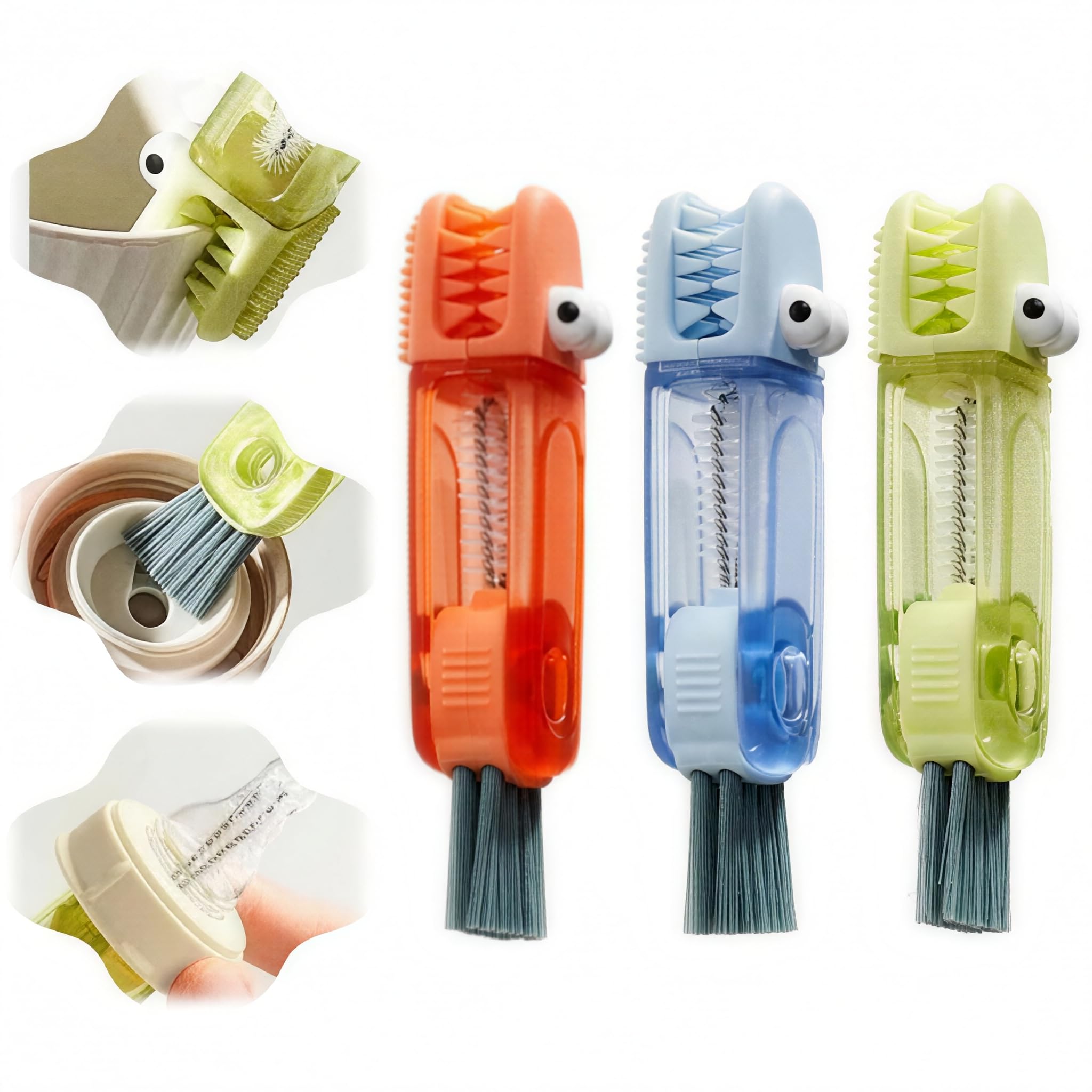 3 in 1 Cup Lid Cleaning Brush, Multifunctional Bottle Cleaning Brush, Portable Cup Lid Gap Cleaner, Home Kitchen Crevice Cleaning Brush Set Tools (3pcs)