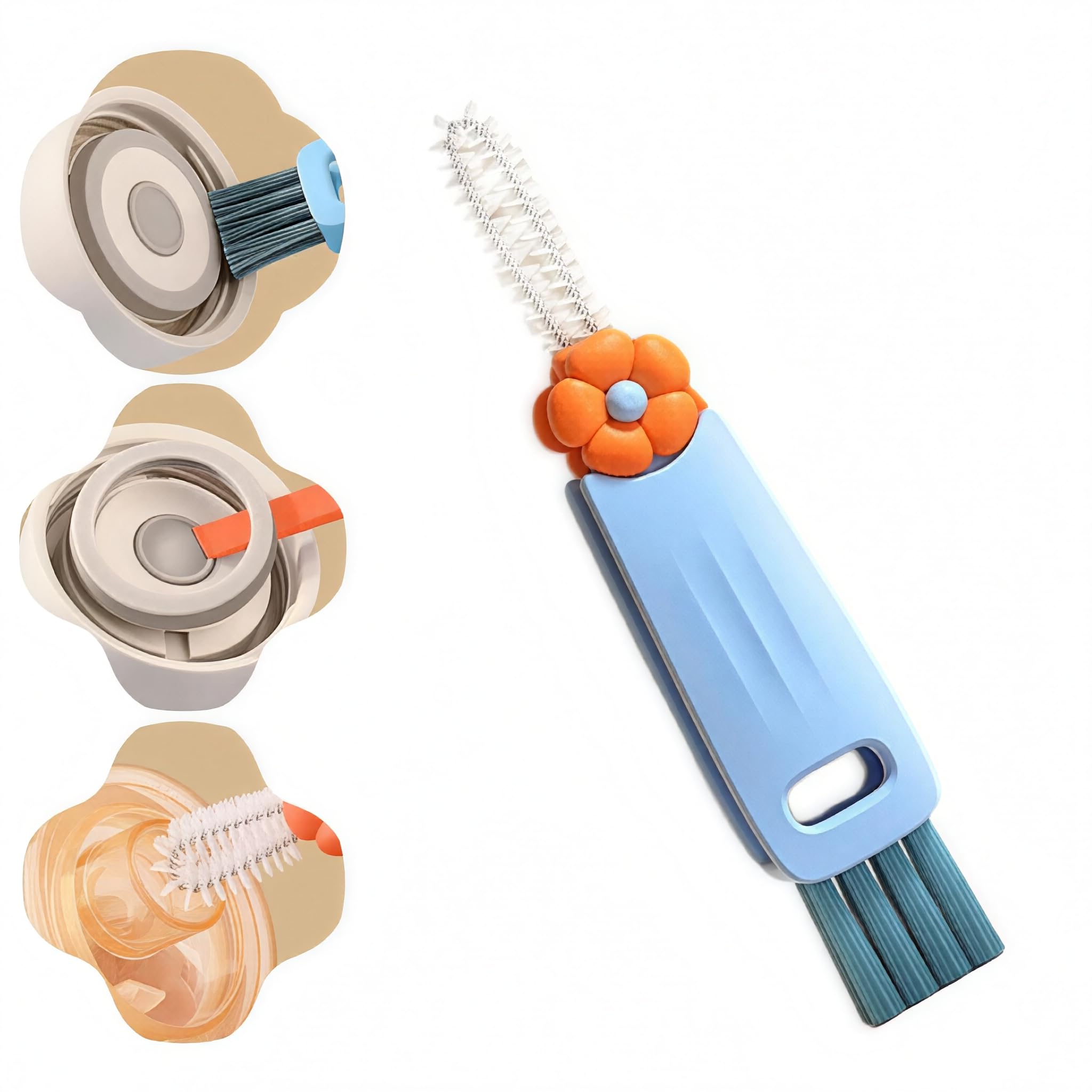 3 in 1 Cup Lid Cleaning Brush, Multifunctional Bottle Cleaning Brush, Portable Cup Lid Gap Cleaner, Home Kitchen Crevice Cleaning Brush Set Tools (3pcs)