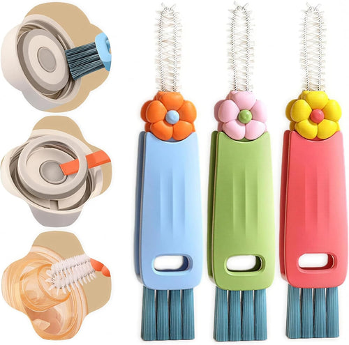3 in 1 Cup Lid Cleaning Brush, Multifunctional Bottle Cleaning Brush, Portable Cup Lid Gap Cleaner, Home Kitchen Crevice Cleaning Brush Set Tools (3pcs)